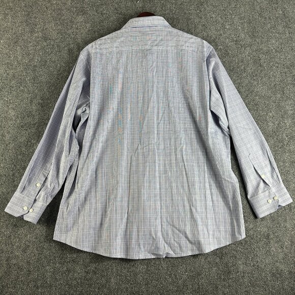 David Alexander Shirt Mens 18 Classic Fit Blue Plaid Cotton Long Sleeve NEW Easy - Picture 8 of 9